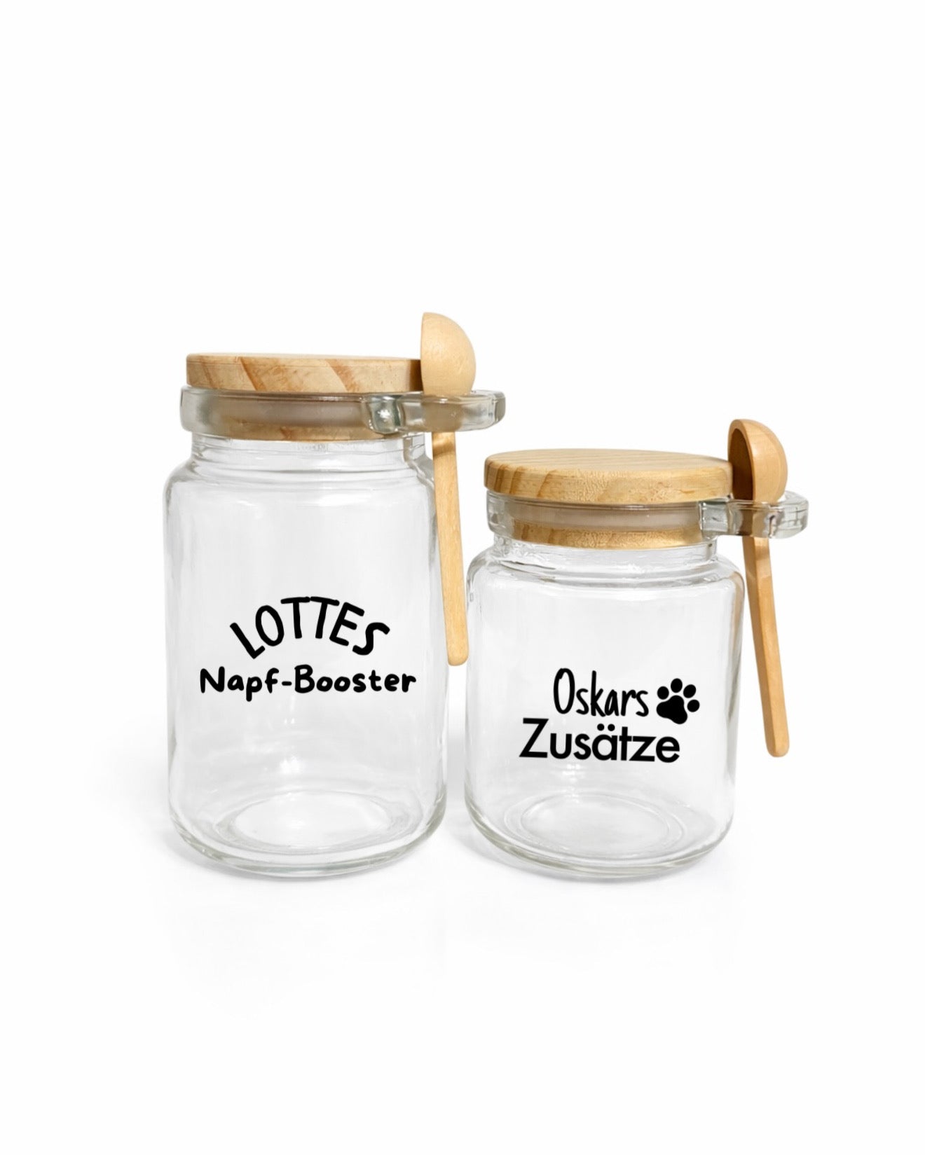 Glas für Zusätze personalisiert