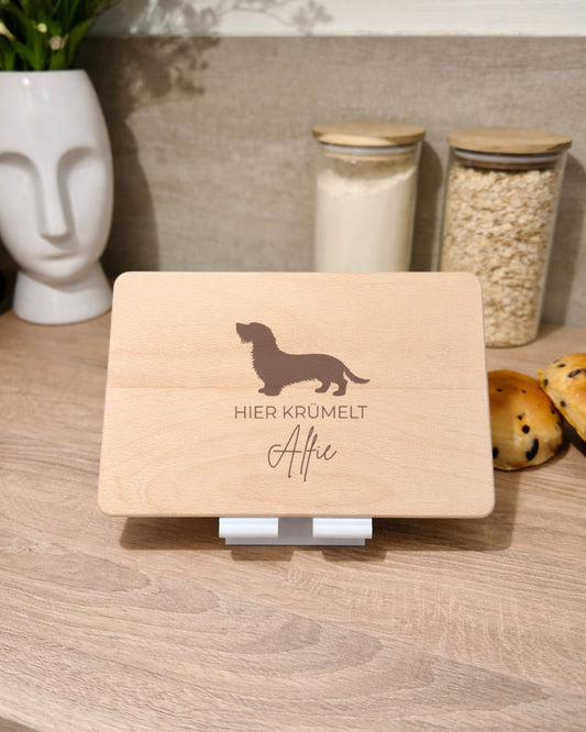 Frühstücksbrettchen Dackel personalisiert Gravur