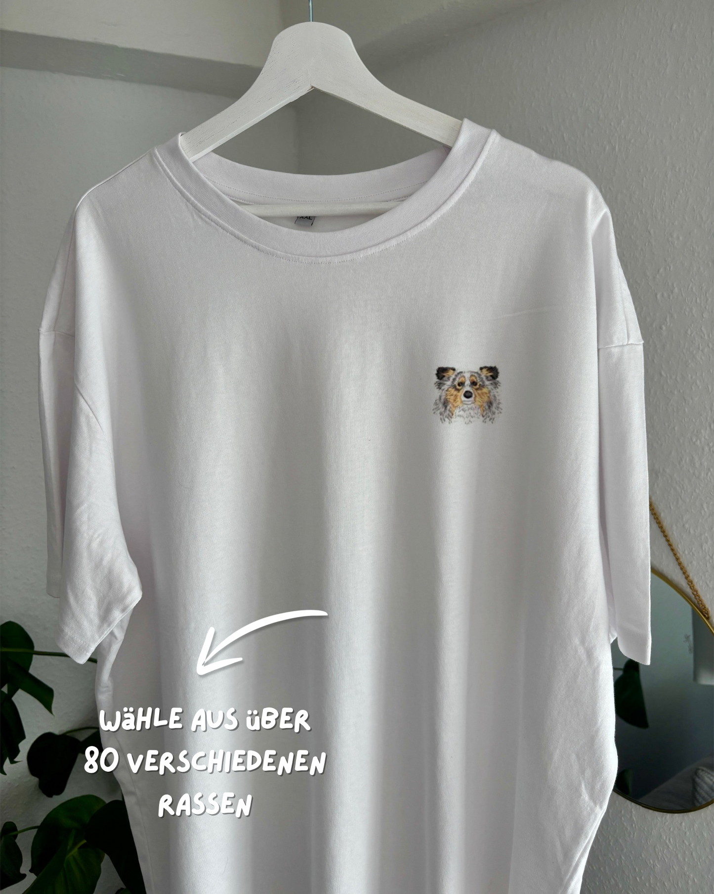Kreiere-Deins T-Shirt Hundekopf bestickt