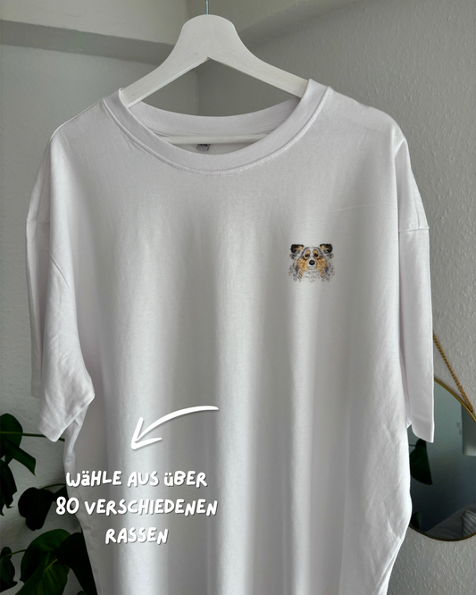 Kreiere-Deins T-Shirt Hundekopf bestickt