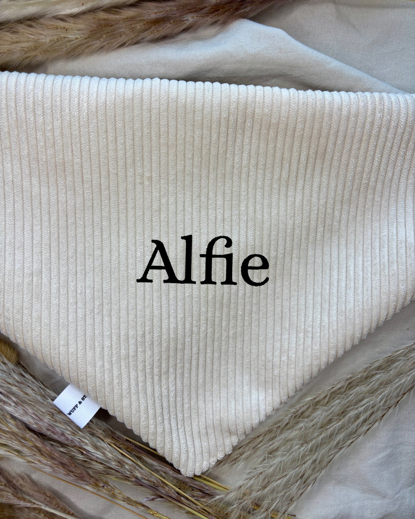 Halstuch Cord Beige personalisiert