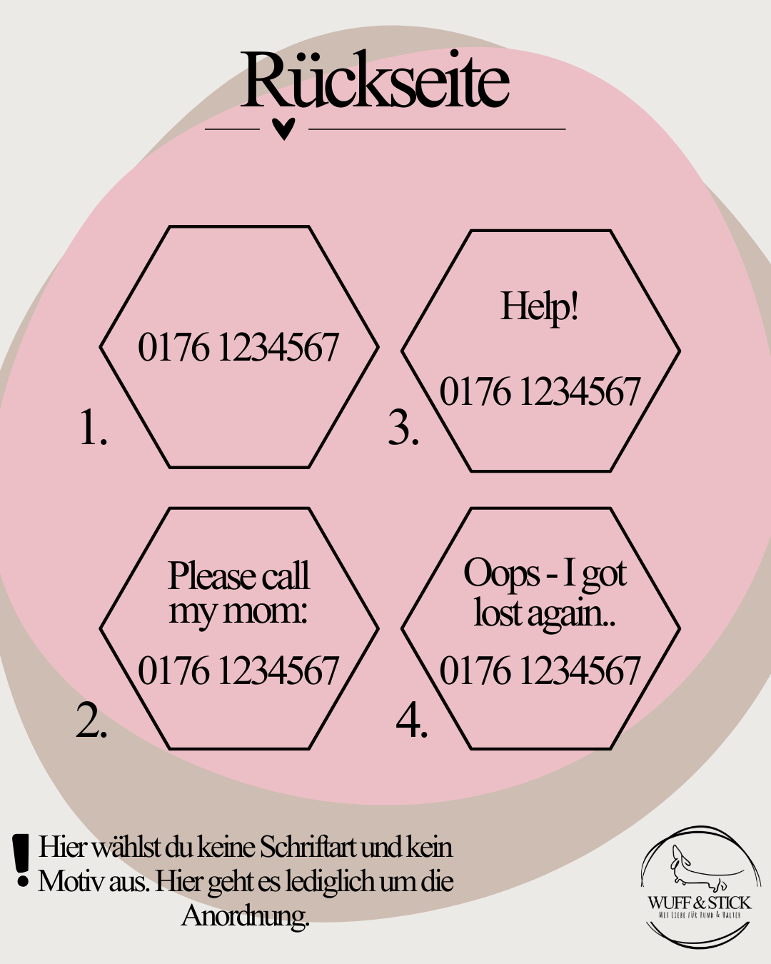 Hundemarke Hexagon